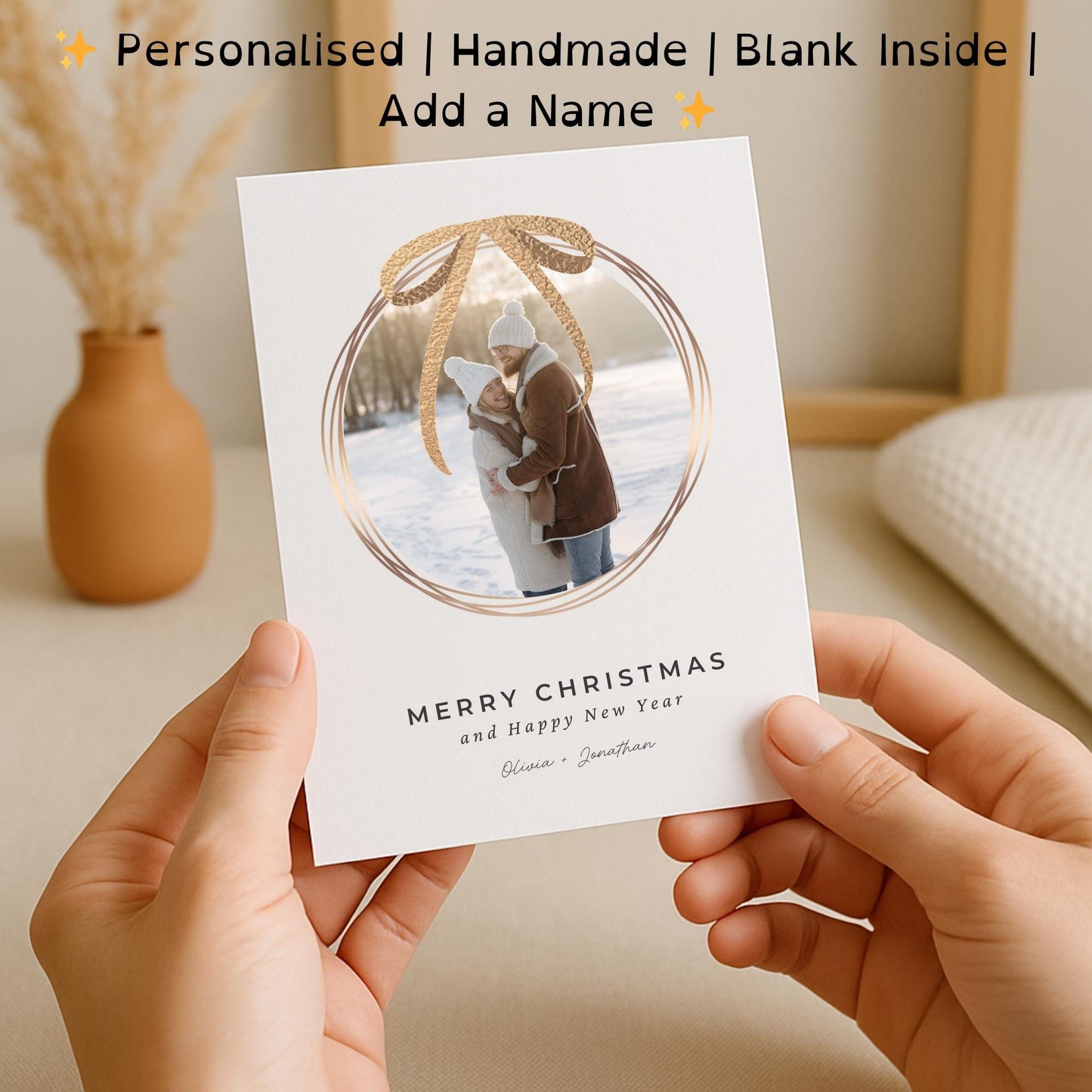 Personalised Photo Christmas Card | Add Your Own Picture | Custom Xmas Card | Handmade Holiday Card | Couple Family Christmas Card UK