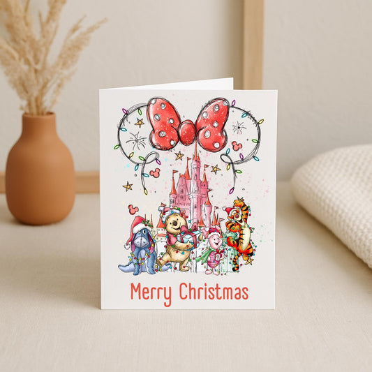Christmas Card | Personalised Handmade 5x7 Card | Disney-Inspired Castle Design | Add Name | Cute Festive Card | Blank Inside