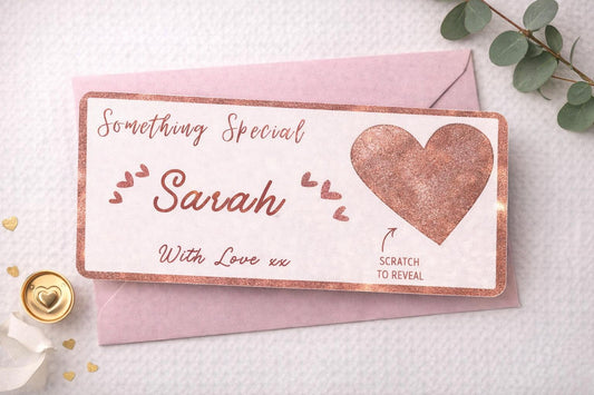 Personalised Scratch Off Surprise Card – Something Special Reveal Ticket – Custom Foiled Scratch Card for Any Occasion