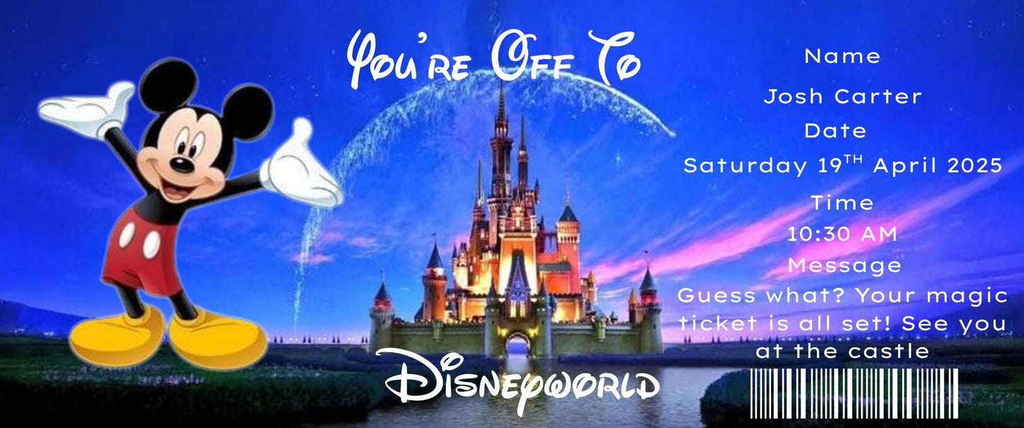 Personalised Disneyland Boarding Pass: Surprise Holiday Reveal