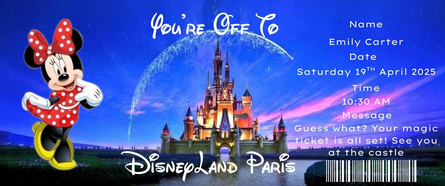 Personalised Disneyland Boarding Pass: Surprise Holiday Reveal