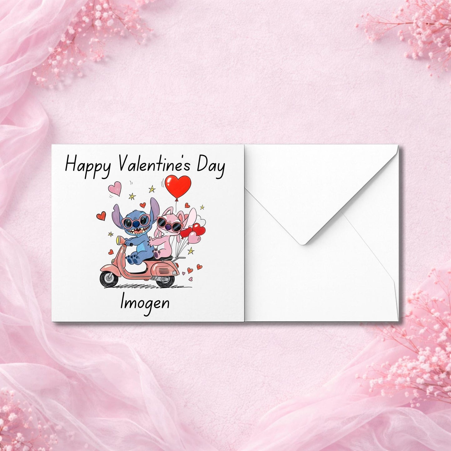 Close-up of personalised Valentine’s Day card design printed on luxury smooth or hammered cardstock. Handmade custom greeting card personalised with names, created as a premium keepsake love card. Physical Valentine card with professional print quality, ideal for couples, partners and romantic gifting. Designed to feel special, personal and gift-worthy.