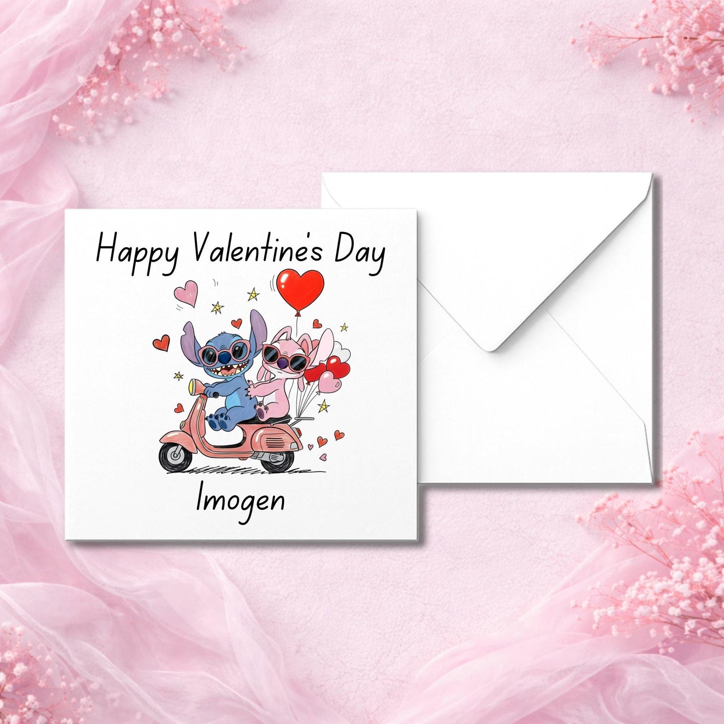 Luxury handmade personalised Valentine’s greeting card shown with matching envelope. Custom name love card printed on thick premium cardstock and made to order. Physical Valentine’s Day card designed as a keepsake gift for couples and romantic occasions. High quality UK-made greeting card created for buyers looking for a personalised, meaningful Valentine card they won’t find in shops.