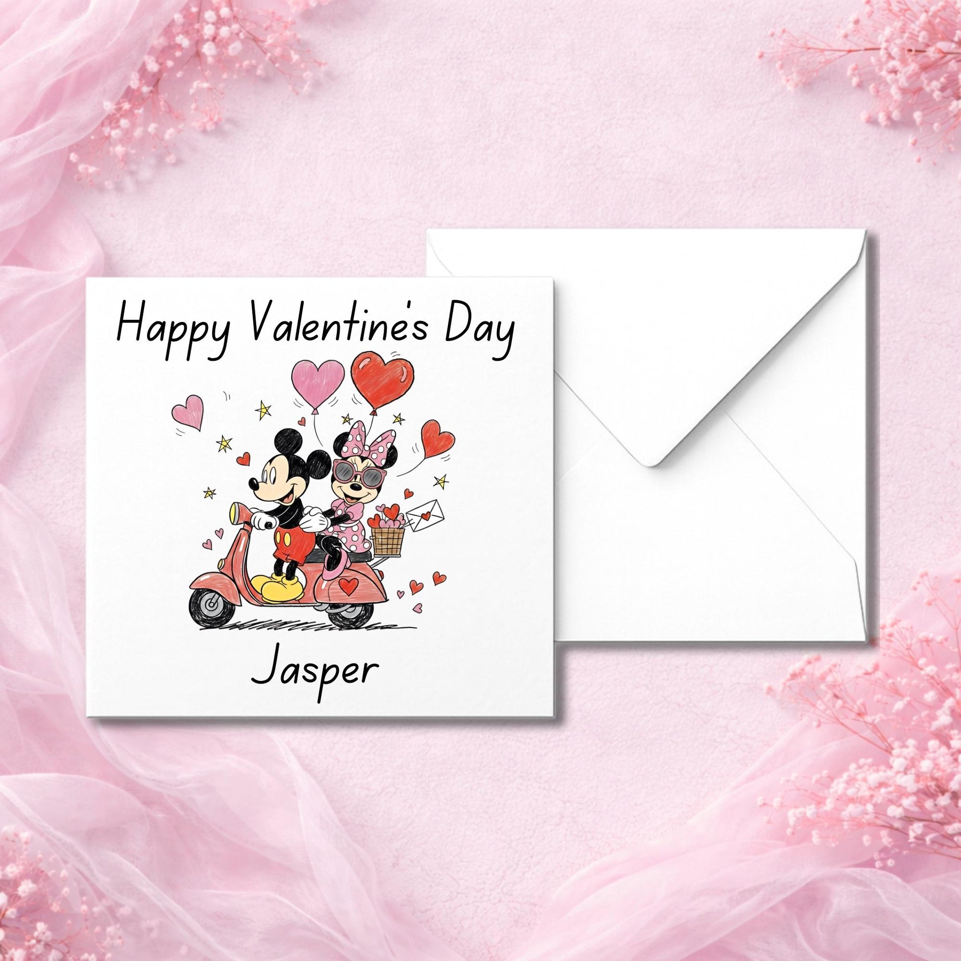 Luxury handmade personalised Valentine’s greeting card shown with matching envelope. Custom name love card printed on thick premium cardstock and made to order. Physical Valentine’s Day card designed as a keepsake gift for couples and romantic occasions. High quality UK-made greeting card created for buyers looking for a personalised, meaningful Valentine card they won’t find in shops.