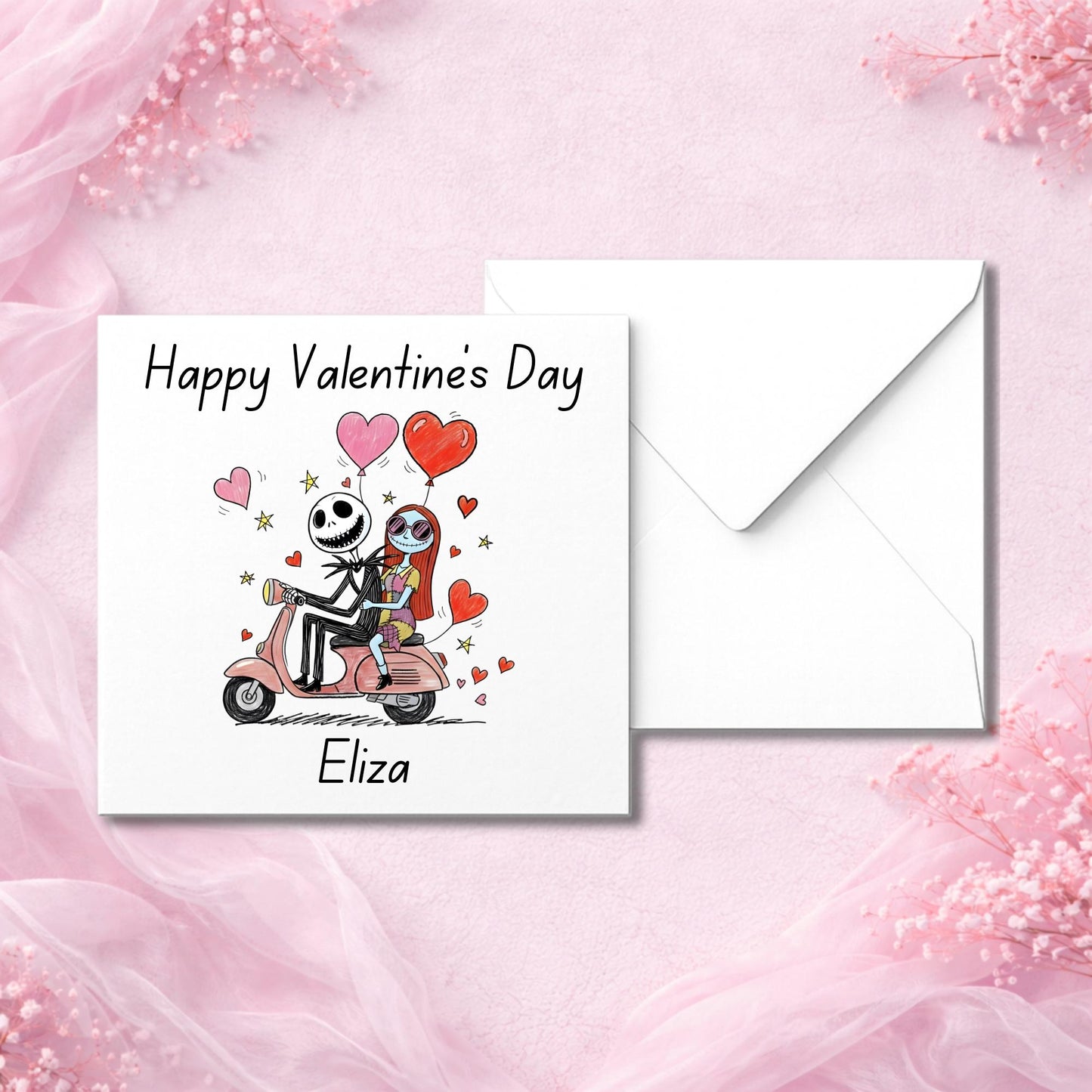 Luxury handmade personalised Valentine’s greeting card shown with matching envelope. Custom name love card printed on thick premium cardstock and made to order. Physical Valentine’s Day card designed as a keepsake gift for couples and romantic occasions. High quality UK-made greeting card created for buyers looking for a personalised, meaningful Valentine card they won’t find in shops.