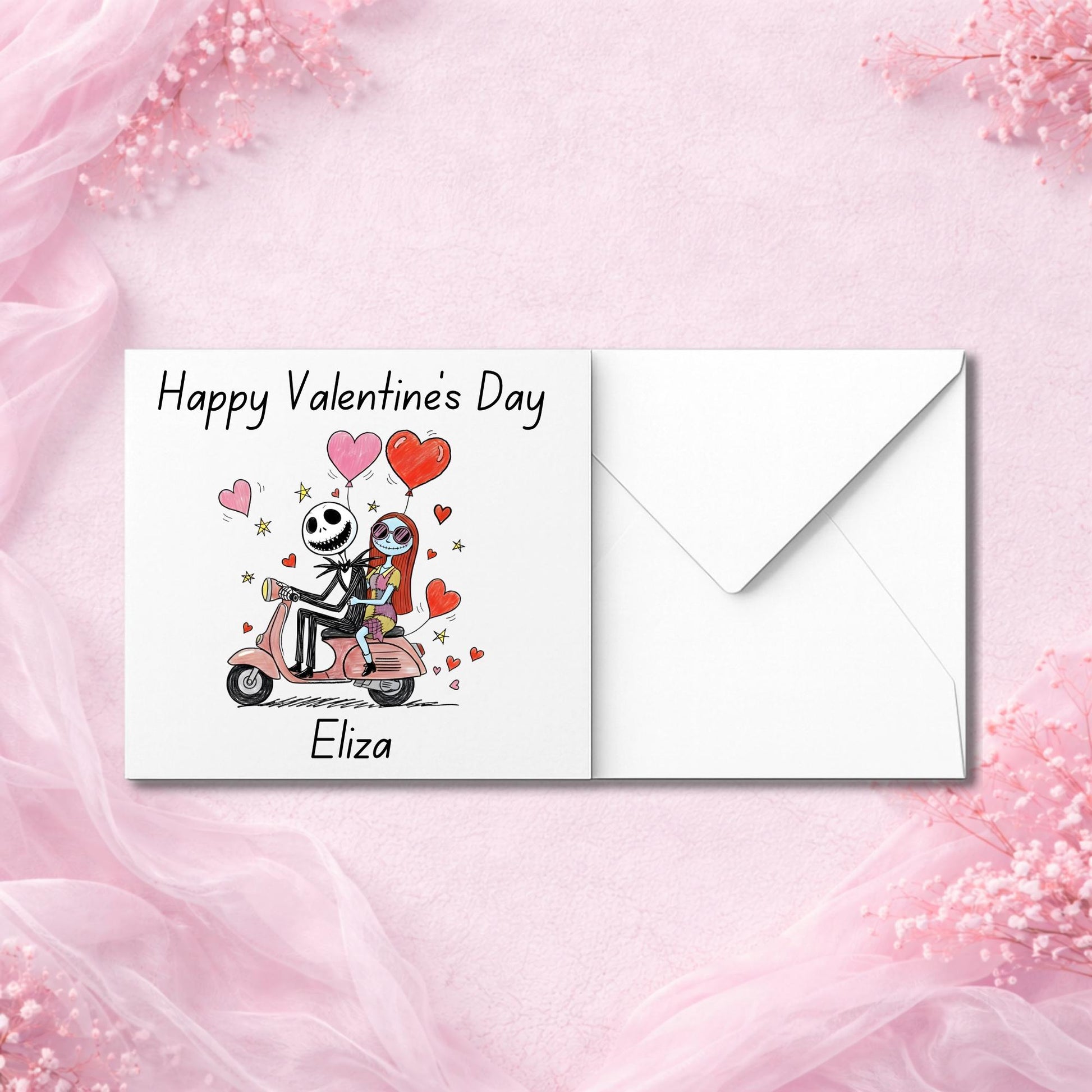 Close-up of personalised Valentine’s Day card design printed on luxury smooth or hammered cardstock. Handmade custom greeting card personalised with names, created as a premium keepsake love card. Physical Valentine card with professional print quality, ideal for couples, partners and romantic gifting. Designed to feel special, personal and gift-worthy.