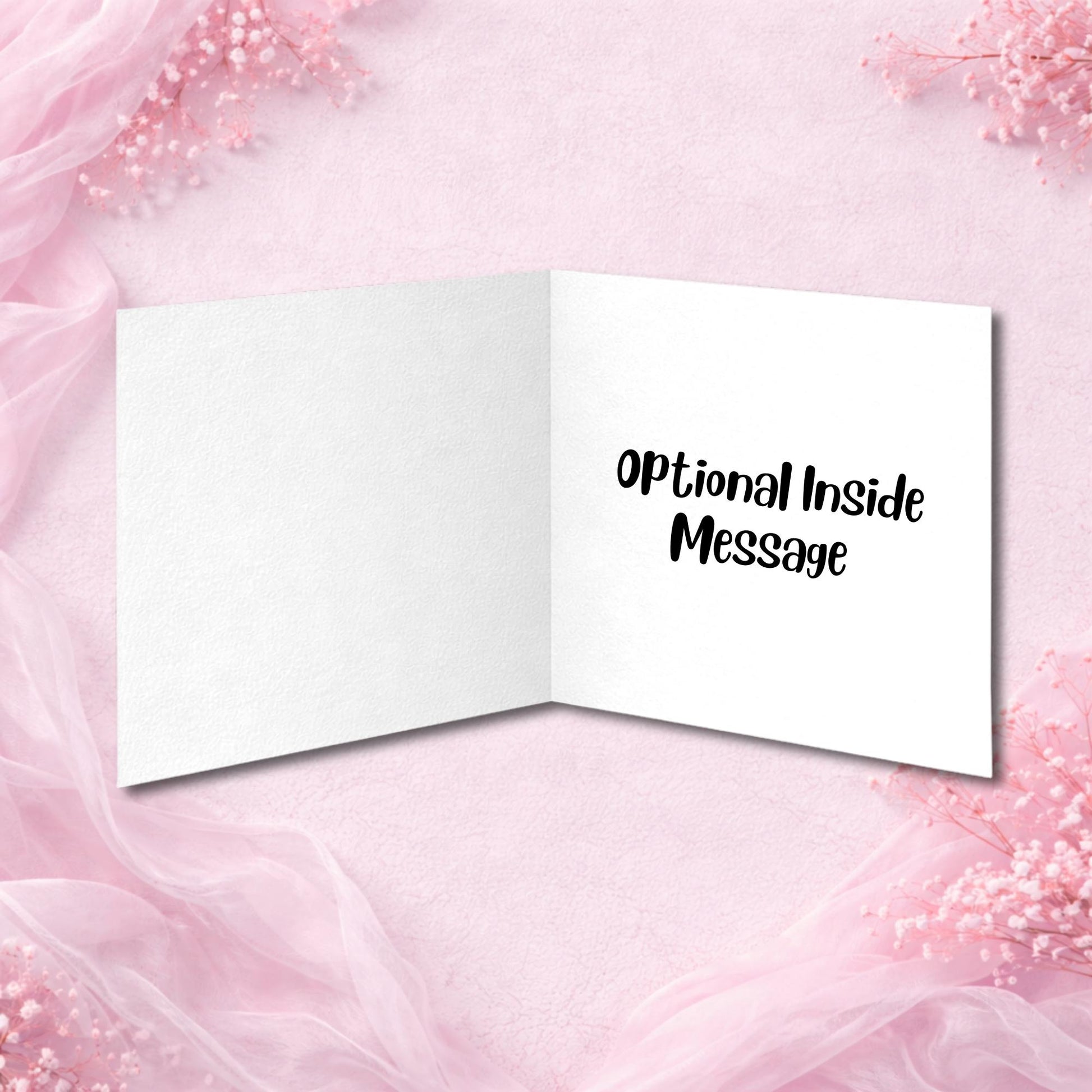 Close-up of handmade Valentine card featuring classic bear design with honey, gifts, and bees. Red text says “1st Valentine’s Day.” Thick white card with premium envelope, ideal for baby girl or boy. Photographed with soft chiffon and pink props.