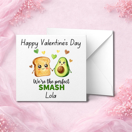 Personalised Valentine’s Day card handmade to order and printed on thick luxury cardstock. Premium physical greeting card customised with names or wording, designed as a romantic keepsake gift for couples. High quality custom Valentine card supplied with a matching envelope, made in the UK with care and attention to detail. Ideal personalised love card for husband, wife, boyfriend, girlfriend or partner, created to be kept forever.