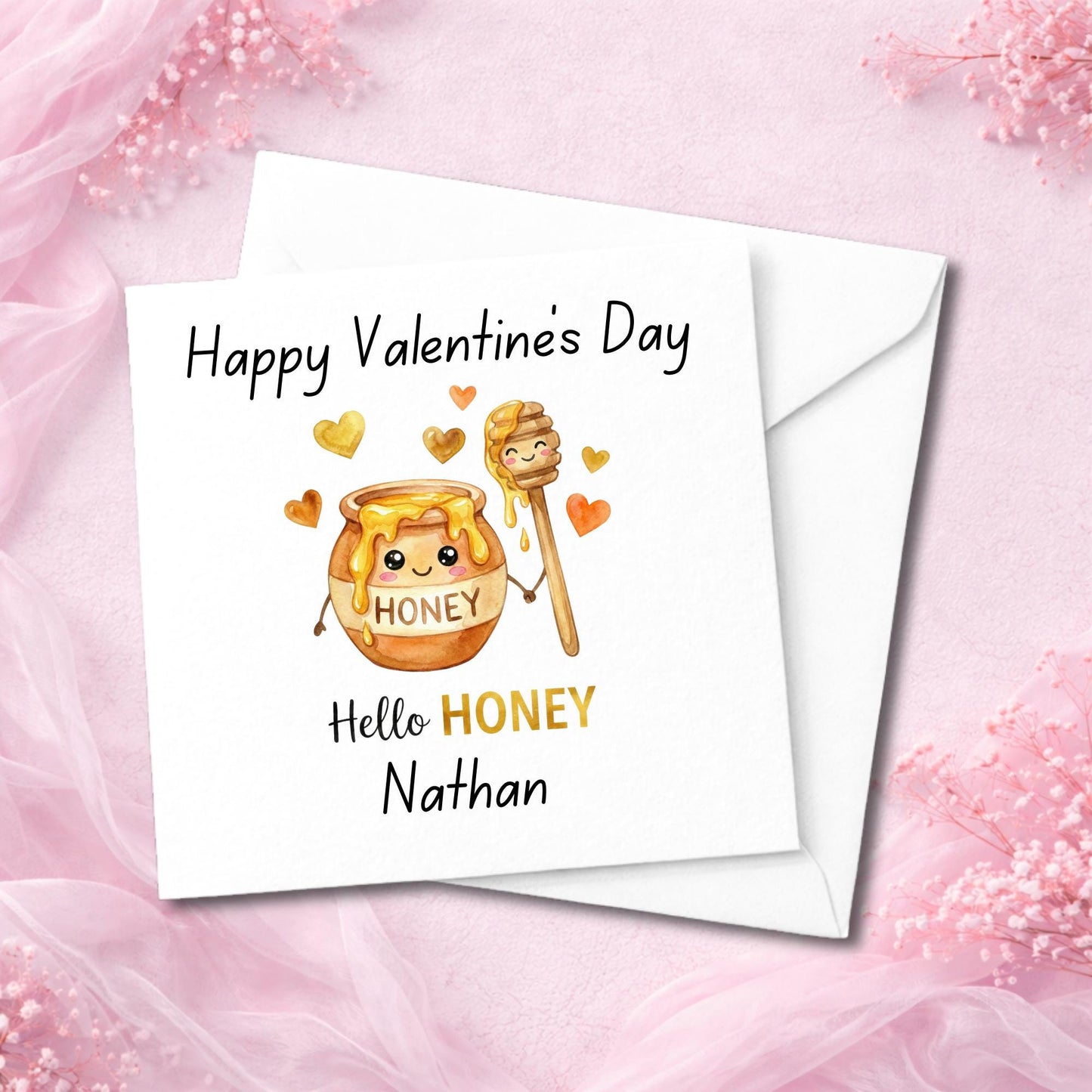 Inside view of personalised Valentine’s greeting card showing blank interior for a handwritten message. Handmade luxury card printed on thick high-quality cardstock. Custom physical Valentine card designed for couples who want to add a personal handwritten note. Premium keepsake greeting card made to order for romantic occasions.