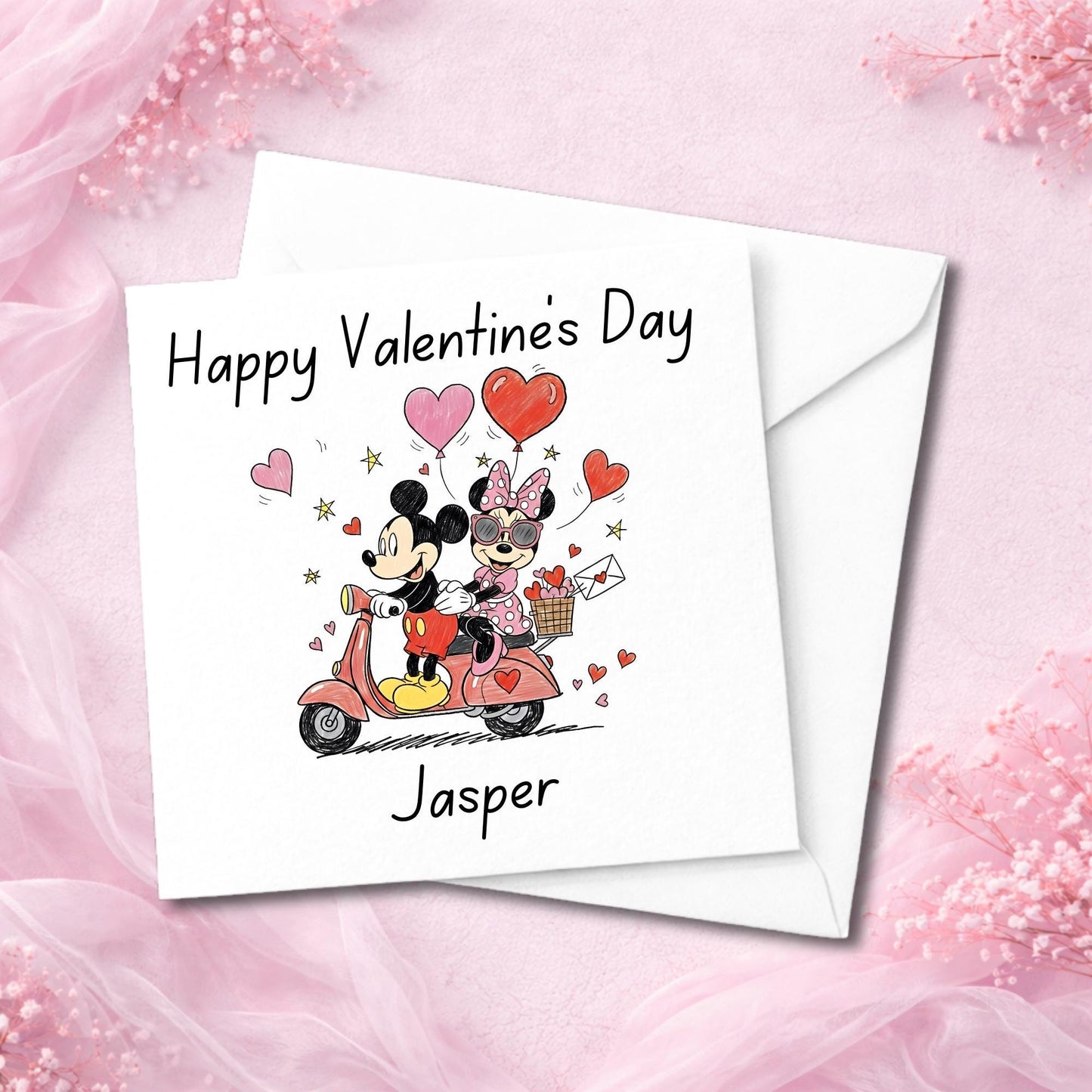 Inside view of personalised Valentine’s greeting card showing blank interior for a handwritten message. Handmade luxury card printed on thick high-quality cardstock. Custom physical Valentine card designed for couples who want to add a personal handwritten note. Premium keepsake greeting card made to order for romantic occasions.