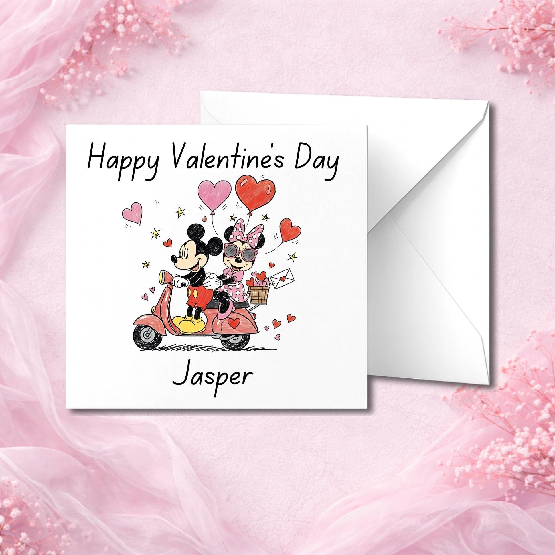 Personalised Valentine’s greeting card displayed without envelope to highlight thick luxury cardstock and premium print finish. Handmade custom love card printed on high-quality paper and made to order. Physical keepsake card designed for couples and romantic occasions, offering a personalised Valentine’s Day card that feels premium and meaningful.