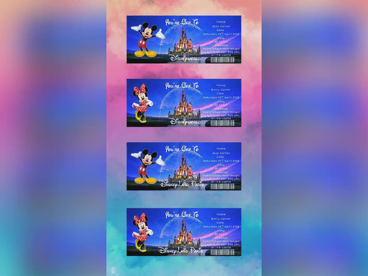 Personalised Disneyland Boarding Pass: Surprise Holiday Reveal